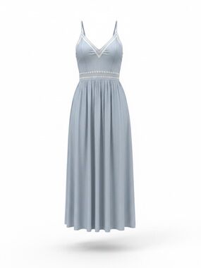 Japna Light Blue V-Neck Spaghetti Strap Maxi Dress